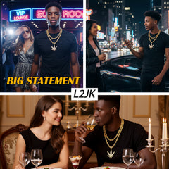 Marijuana Weed Leaf Fully Iced | 14K Rope Necklace Gold Plated 10mm