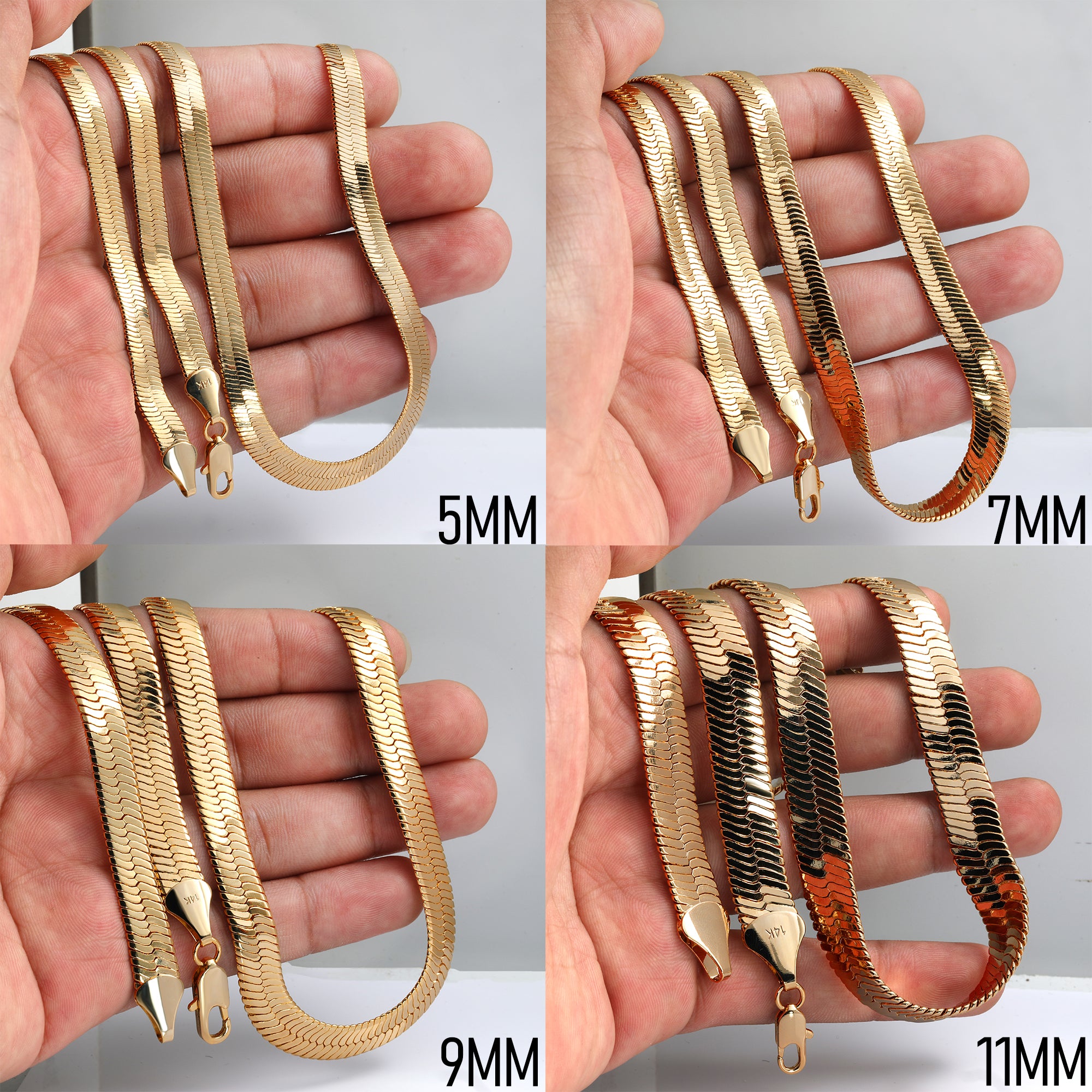 24" Herringbone Necklace 4mm-11mm