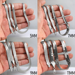 24" Herringbone Necklace 4mm-11mm(silver)