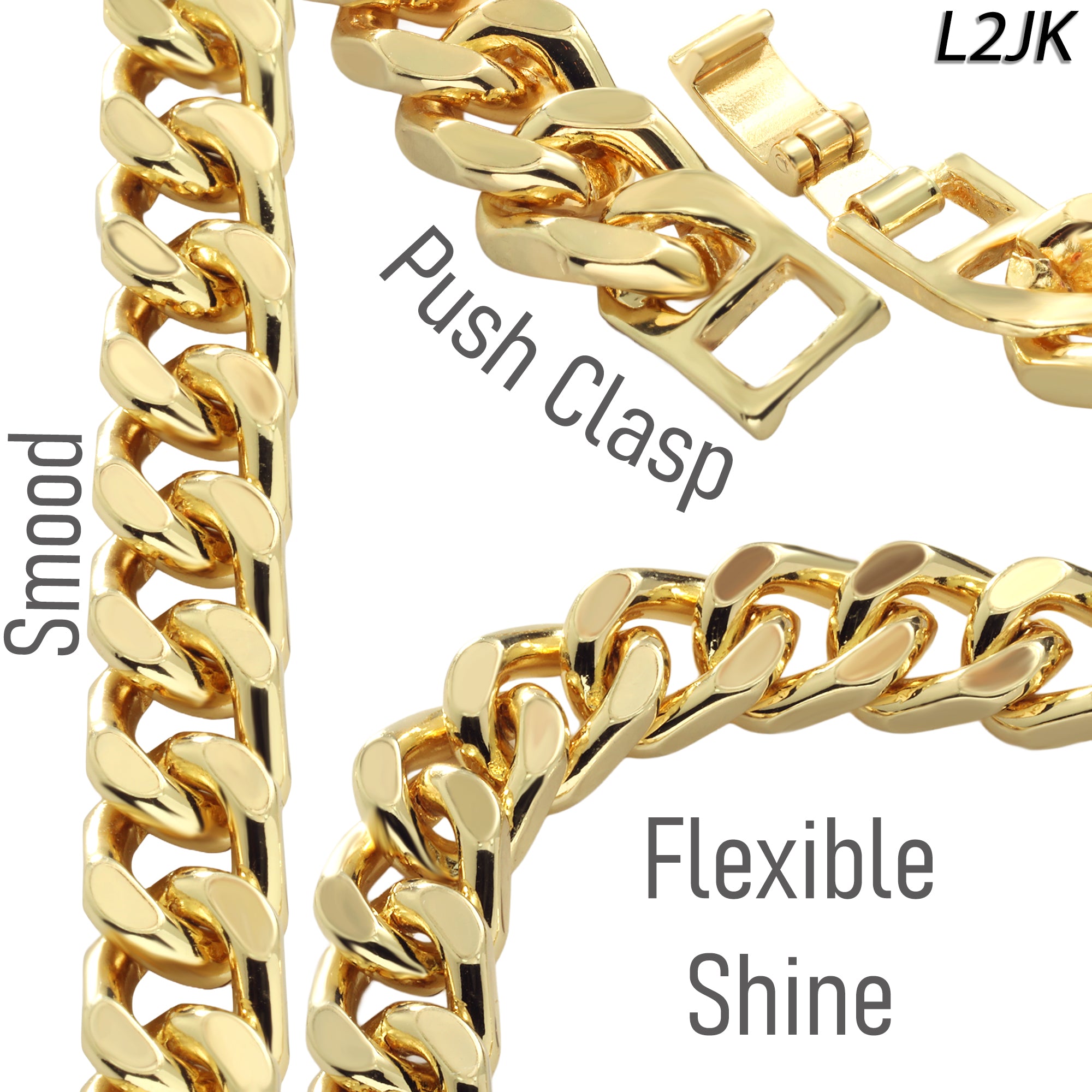 Solid Cuban Chain Necklace 10mm 30" Push Clasp