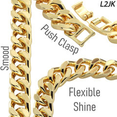 Solid Cuban Chain Necklace 10mm 30" Push Clasp