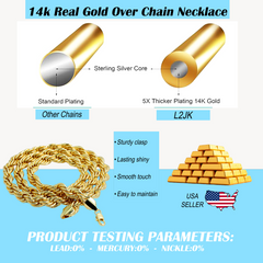 10mm/30" Thick Gold Rope Chain Gold Silver Black Rosegold