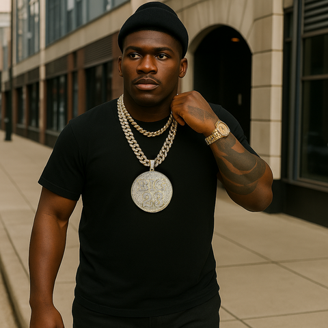 XXL Big #23 Pendant & Iced Cuban Chain – 16mm 18"-30" Gold Hip Hop Jewelry