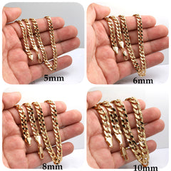 Men's Solid Concave Chain Necklace 5mm-10mm 30" IN.