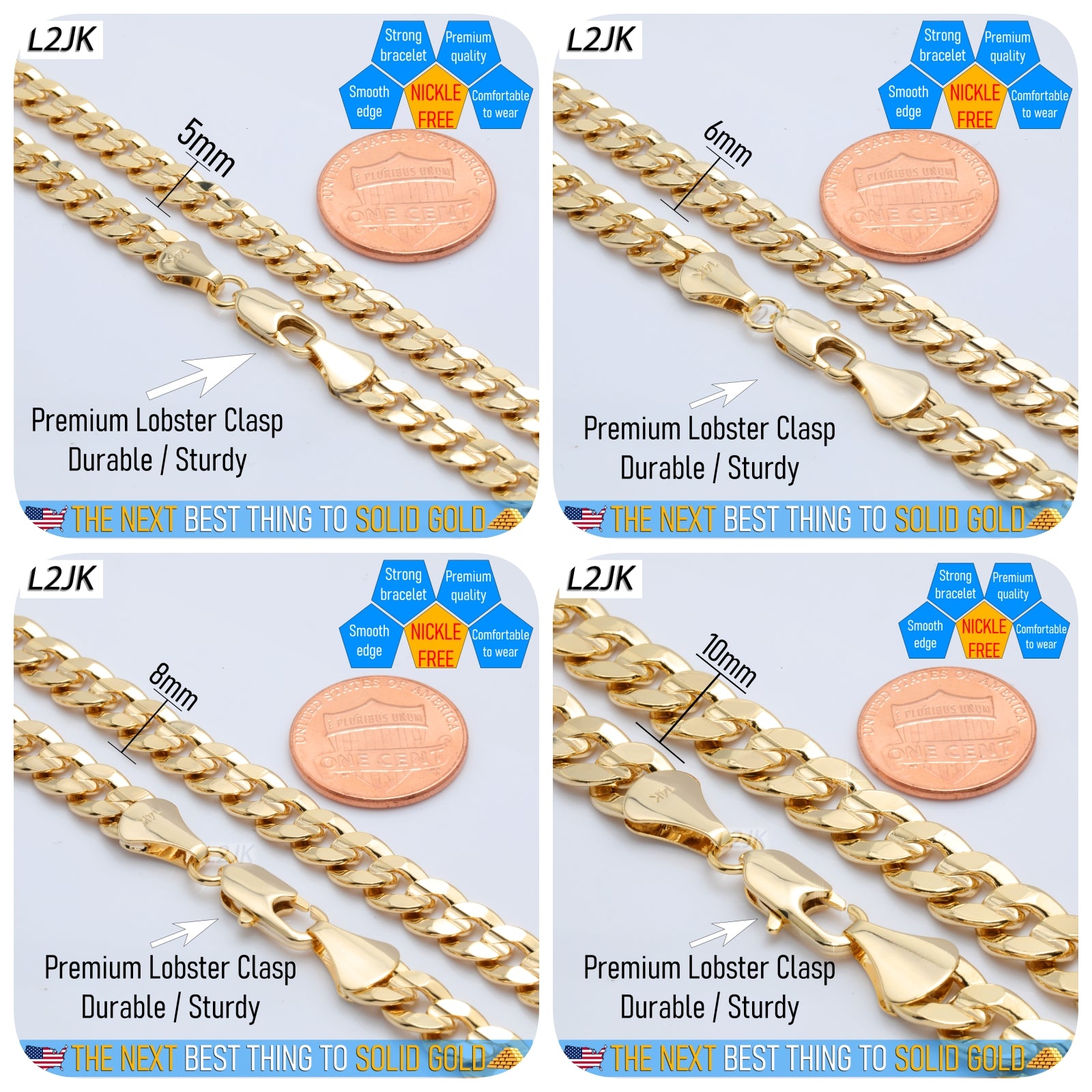 Men's Solid Concave Chain Necklace 5mm-10mm 30" IN.