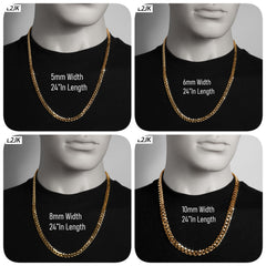 Men's Solid Concave Chain Necklace 5mm-10mm 24" IN.