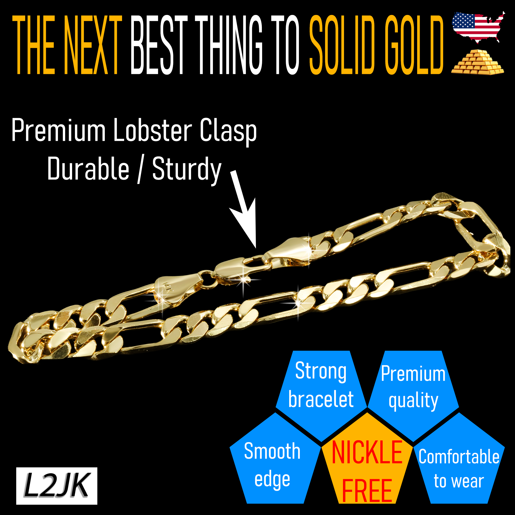 7MM / 8” Figaro Bracelet – Medium Fit-Bold, clean, and timeless