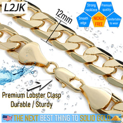 12mm 24" Flat Cuban Chain Necklace