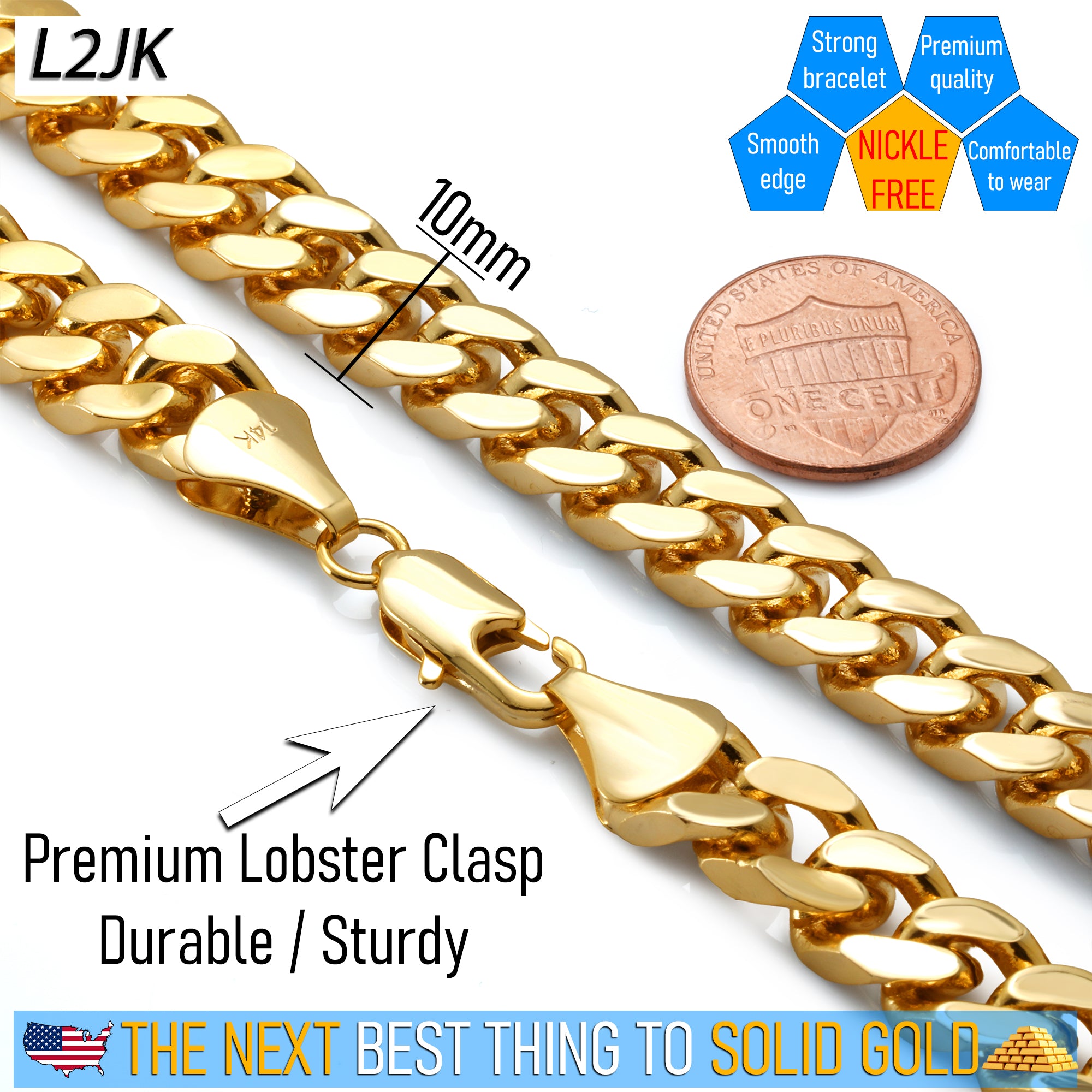 Men's Solid Curb Chain Necklace 8mm 10mm 24"