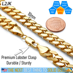 Men's Solid Curb Chain Necklace 6mm 8mm 10mm 30"