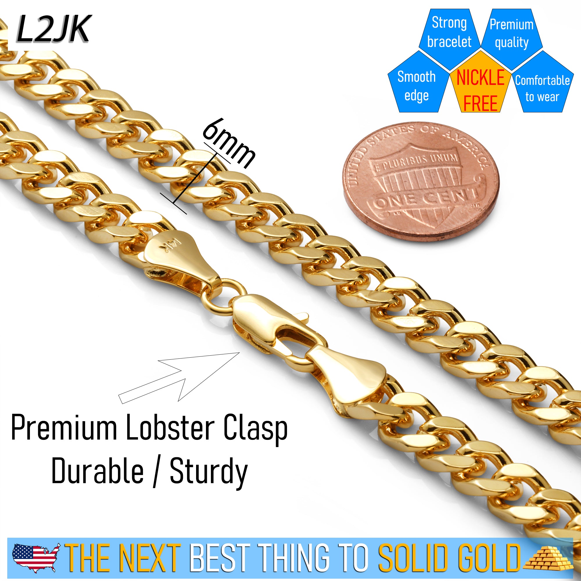 Men's Solid Curb Chain Necklace 6mm 8mm 10mm 30"