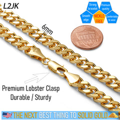 Men's Solid Curb Chain Necklace 6mm 8mm 10mm 30"