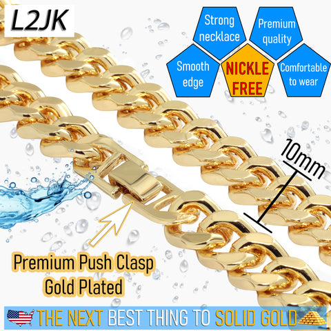 Solid Cuban Chain Necklace 10mm 30" Push Clasp