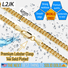 4 mm 20" 24" 30" Slim Cuban Chain Necklace