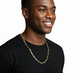 5 MM/24" FIGARO LINK CHAIN NECKLACE SLIM 14K REAL GOLD FILLED