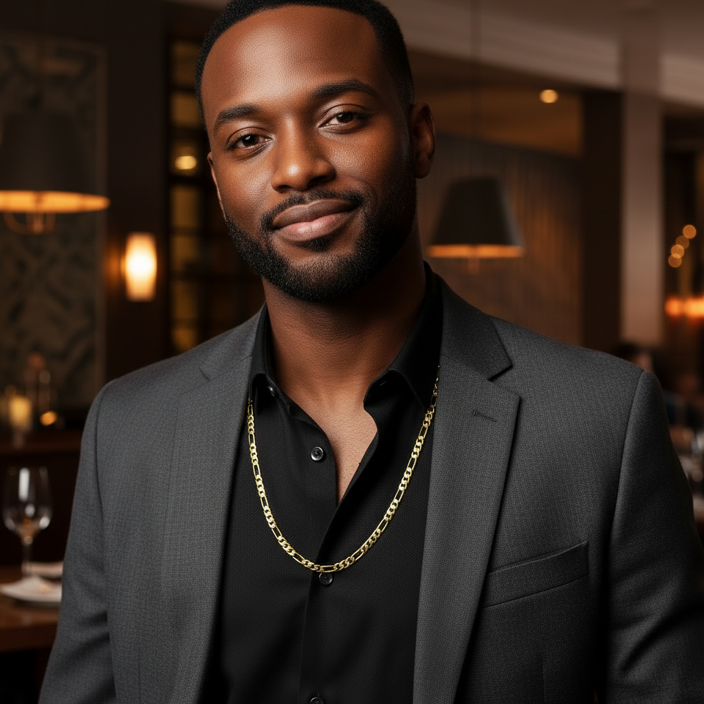 6 MM/24" FIGARO LINK CHAIN NECKLACE 14K REAL GOLD FILLED