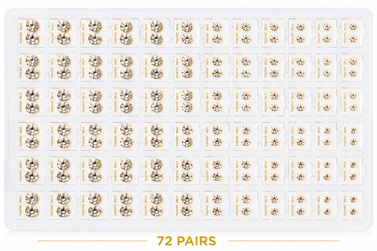 72 Pairs GOLD CZ Stud Earrings Set | Hypoallergenic 316L Surgical Steel | 7MM & 9MM Cubic Zirconia Earrings for Men & Women (Copy)
