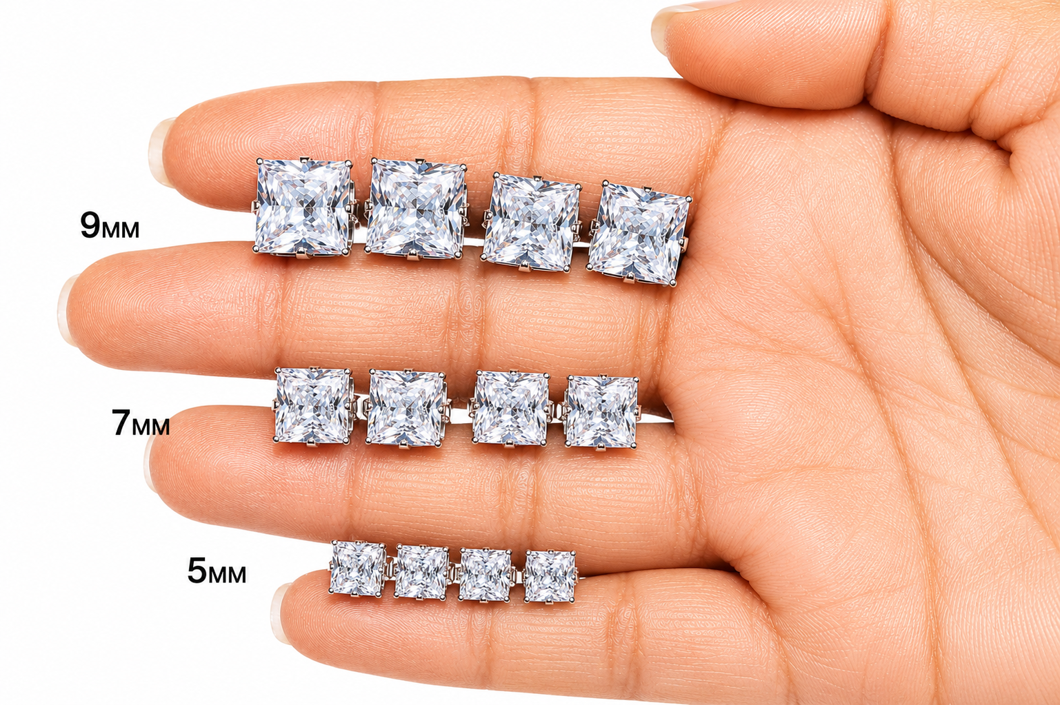 72 Pairs Stainless Steel SQUARE CZ Stud Earrings Set | Hypoallergenic 316L Surgical Steel | 5MM 7MM & 9MM Cubic Zirconia Earrings for Men & Women (Copy)