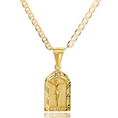 Jesus Temple Pendant 01 Mariner Chain 20" Gold Plated
