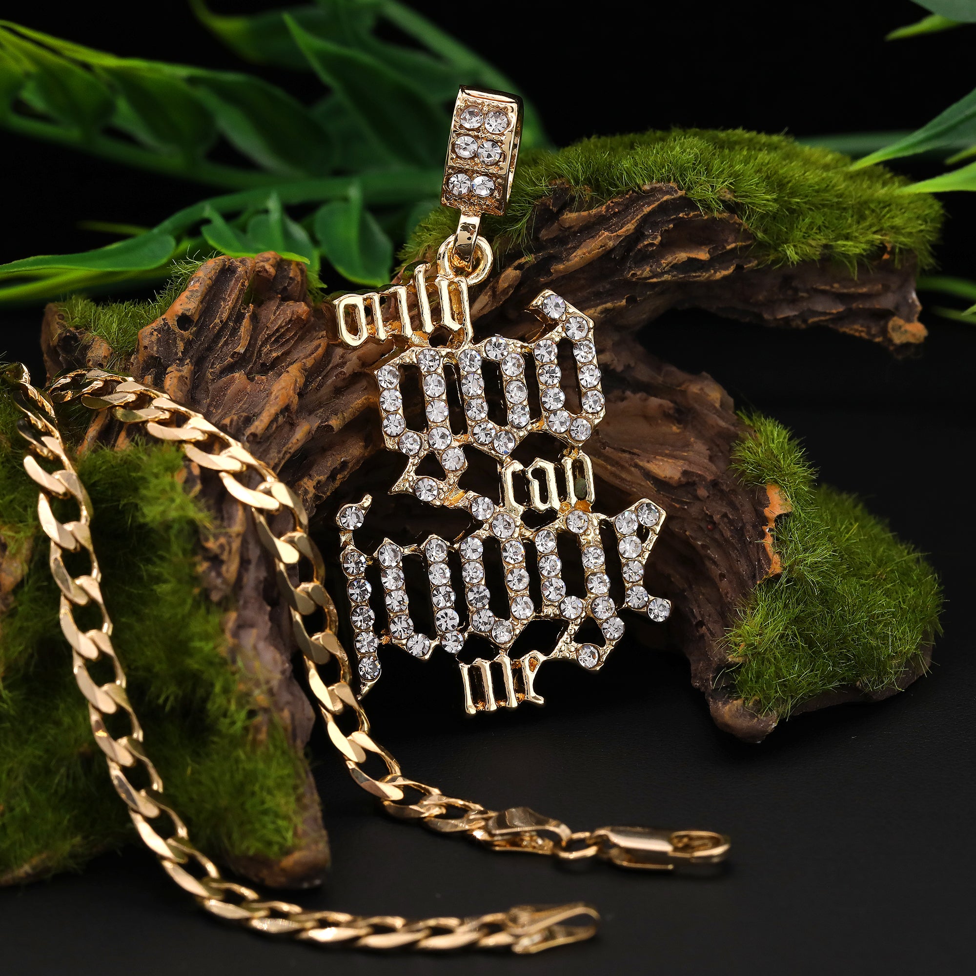Only God Can Judge Me Pendant Cubic-Zirconia Gold Plated 18" Cuban Chain