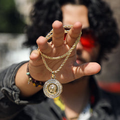 Medusa Face Medallion Pendant 24" Rope Chain Hip Hop 18k Jewelry