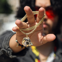 American Bulldog Pendant 18K 24" Rope Chain Hip Hop Jewelry