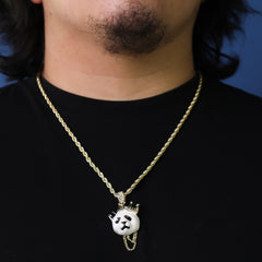 Cz Crown Chain Panda Pendant 24" Rope Chain Hip Hop 18k Jewelry Necklace
