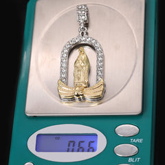 Jesus Anchor Chapel Mary Pendant Gold Plated 24 30 Rope Chain Cubic-Zirconia