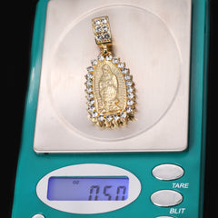 Jesus Anchor Oval Spike Mary Pendant Gold Plated 24, 30 Rope Chain Cubic-Zirconia