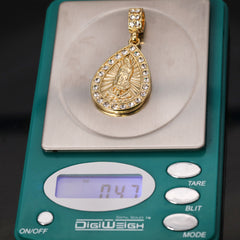 Jesus Anchor & Rain Drop Mary Pendant Gold Plated 24 30 Rope Chain Cubic-Zirconia