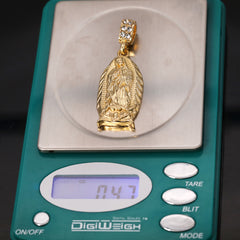 Jesus Anchor & Catholic Thick Oval Mary Guadalupe Pendant Gold Plated 24, 30 Rope Chain Cubic-Zirconia