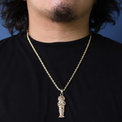 Iced Mummy Coffin Pendant 24"Rope Chain Hip Hop Style 18k Gold Plated
