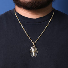 Egyptian Pharaoh Tut Pendant 24" Rope Chain Hip Hop Style 18k Gold Plated