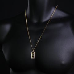 5G Brick Pendant 24" Cuban Chain Hip Hop Style 18k Gold Stainless Steel