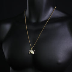 Monarch Crown Pendant 24" Cuban Chain Hip Hop Style 18k Gold Stainless Steel