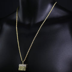Iced Micro Mamba Forever Pendant 24" Rope Chain Hip Hop Style 18k Gold PT