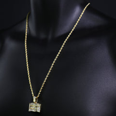Iced Micro Holy Bible Pendant 24" Rope Chain Hip Hop Style 18k Gold PT