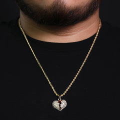 Micro Broken Heat Pendant 24" Rope Chain Hip Hop Style 18k Gold PT