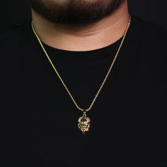 Micro Lion Face Pendant 24" Rope Chain Hip Hop Style 18k Gold PT