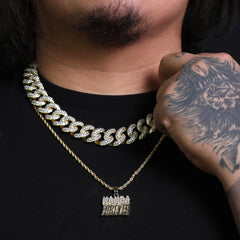 Iced Micro Mamba Forever Pendant 24" Rope Chain Hip Hop Style 18k Gold PT