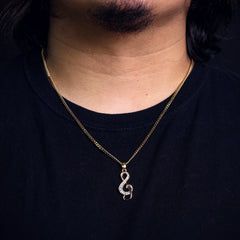Music Note Pendant 24" Cuban Chain Hip Hop Style 18k Gold Stainless Steel