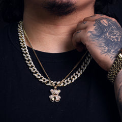 Teddy Bear Pendant 24" Cuban Chain Hip Hop Style 18k Gold Stainless Steel