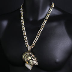 XXL Jumbo Hussle Pendant Iced Cuban Cz Choker Chain Mens Hip Hop Jewelry 18-24"