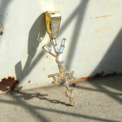 Hip Hop Iced Lab Diamond 18k Gold Plated Jack Cross Charm Pendant