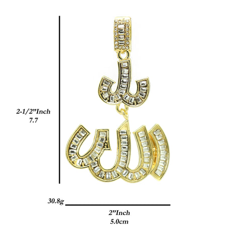 Hip Hop Iced Lab Diamond 18k Gold Plated Allah Charm Pendant