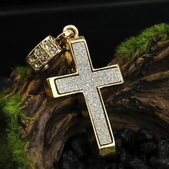 Stardust Cross Pendant 20" Figaro Chain Hip Hop Style 18k Gold Plated