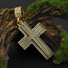 Two Cross Stardust Pendant 20" Figaro Chain Hip Hop Style 18k Gold Plated