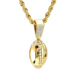 Football Pendant 30" Rope Chain Hip Hop Style 18k Gold Plated