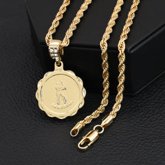 M.V.P. Baseball Medallion Pendant 30" Rope Chain Hip Hop Style 18k Gold Plated