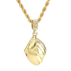 Baseball Glove Pendant 30" Rope Chain Hip Hop Style 18k Gold Plated